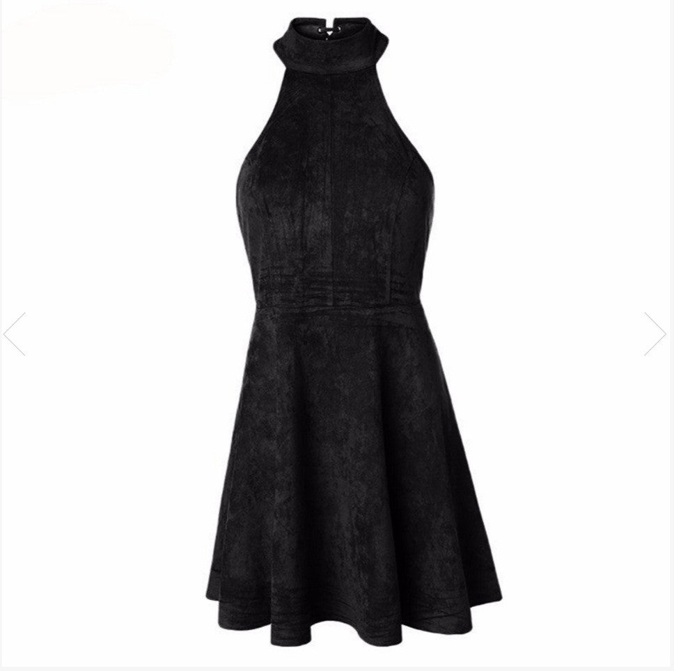 LACE-UP BACK SUEDE MINI DRESS