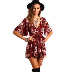 DEEP PLUNGE FLORAL ROMPER