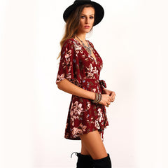 DEEP PLUNGE FLORAL ROMPER