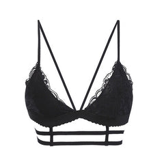 Strap V Neck Hollow Lace Bralette