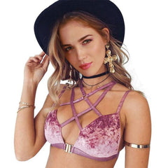 Lace Up Velvet Bra