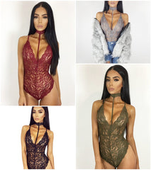 LACE CHOKER PLAYSUIT