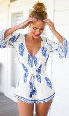 Graceful Flare Sleeve Romper
