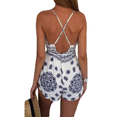 Backless V Neck Romper