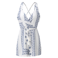 Backless V Neck Romper