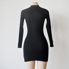 LONG SLEEVE CHOKER MINI SWEATER DRESS