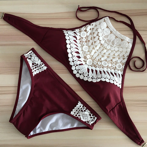 WHITE LACE TWO PIECE BIKINI SET