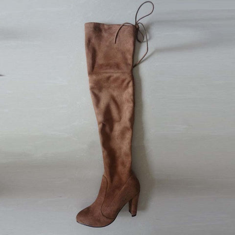 ALIAH OVER THE KNEE LACE-UP SUEDE BOOTS