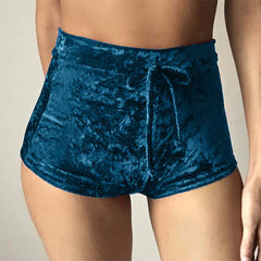 Velvet Drawstring Shorts