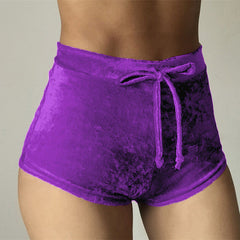 Velvet Drawstring Shorts