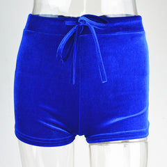 Velvet Drawstring Shorts