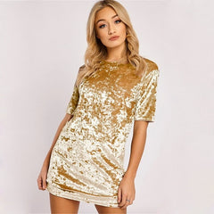 Velvet Short Sleeve Evening Dress