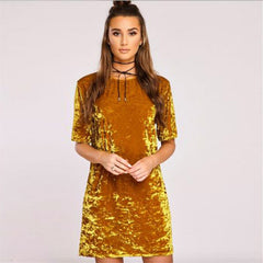 CRUSHED VELVET MINI DRESS