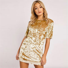 CRUSHED VELVET MINI DRESS
