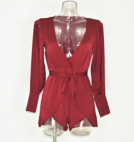 V-NECK SPLIT SLEEVE PLAYSUIT