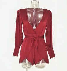 V-NECK SPLIT SLEEVE PLAYSUIT