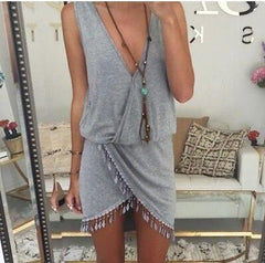 BOHO SLEEVELESS V-NECK MAXI DRESS