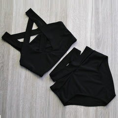 HIGH WAIST CRISS CROSS BIKINI SET