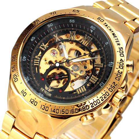 SEWOR Skeleton Stainless Steel Wristwatches