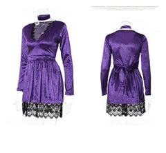 Choker V-Neck Velvet Dress
