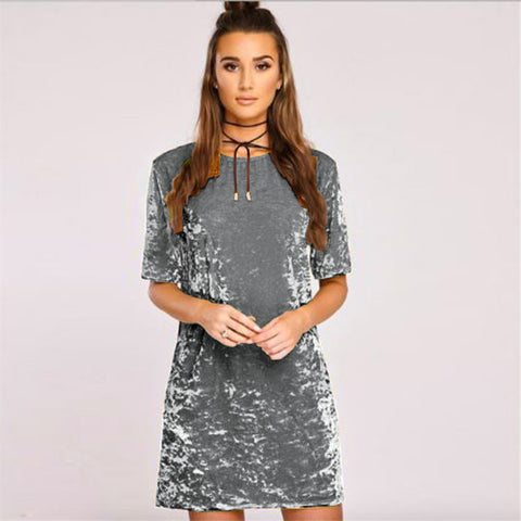 Velvet Short Sleeve Dress