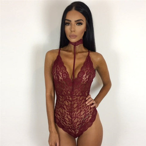 LACE CHOKER PLAYSUIT