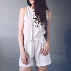 LACE UP SWEATSHIRT ROMPER