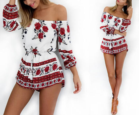 STRAPLESS FLORAL PRINT ROMPER
