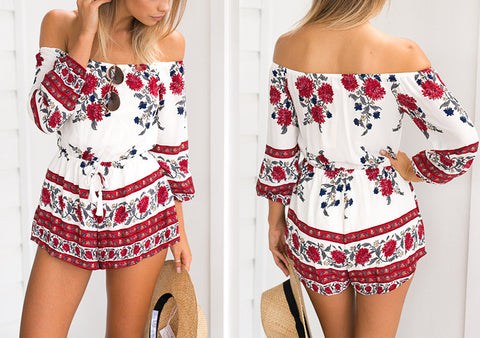 STRAPLESS FLORAL PRINT ROMPER