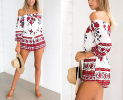 STRAPLESS FLORAL PRINT ROMPER