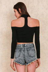 CROP TOP LONG SLEEVE TEE SHIRT