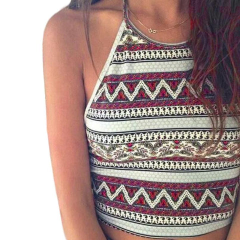 Aztec Halter Crop Top